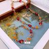 Handmade Beaded Cross Flower Retro Necklace - Versatile Clavicle Chain with a High-End Feel