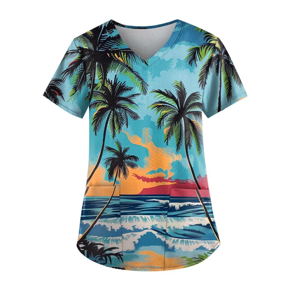 Women's Fashion Casual Leaf Print Pattern Top
