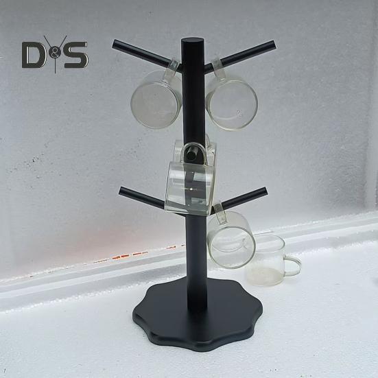 Bamboe Kopjeshouder Boom 6 Haken Koffiemok Rek Antislip Koffiekop Standaard Eenvoudige Installatie Mok Organizer Standaard voor Keuken Aanrecht