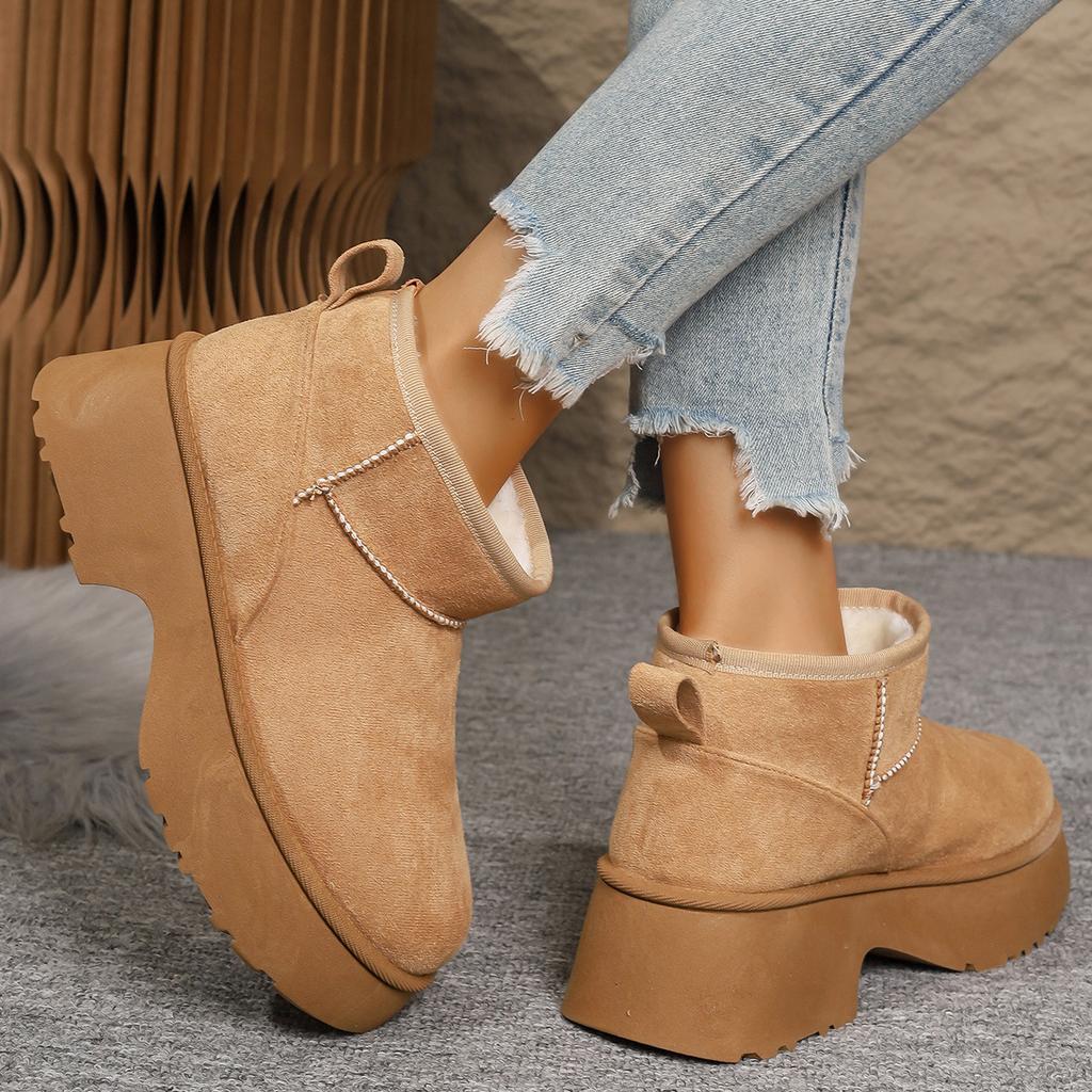 New Warm Cotton Shoes, Women's Anti-slip Sleeve Boots, Thick-soled Height-increasing Snow Cotton Boots