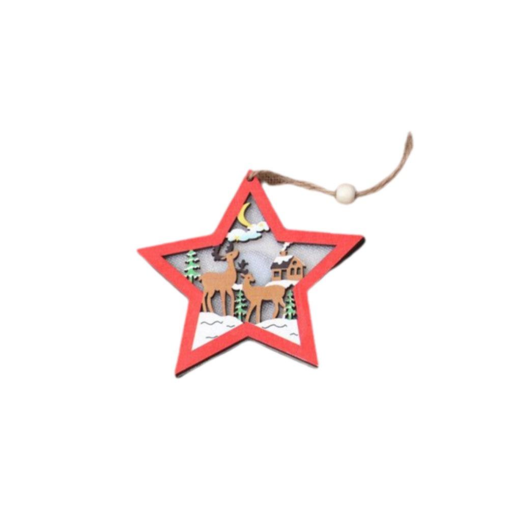 

Star/Car Shape Christmas Tree Pendant Wooden Christmas Decorations Xmas Gifts Style C