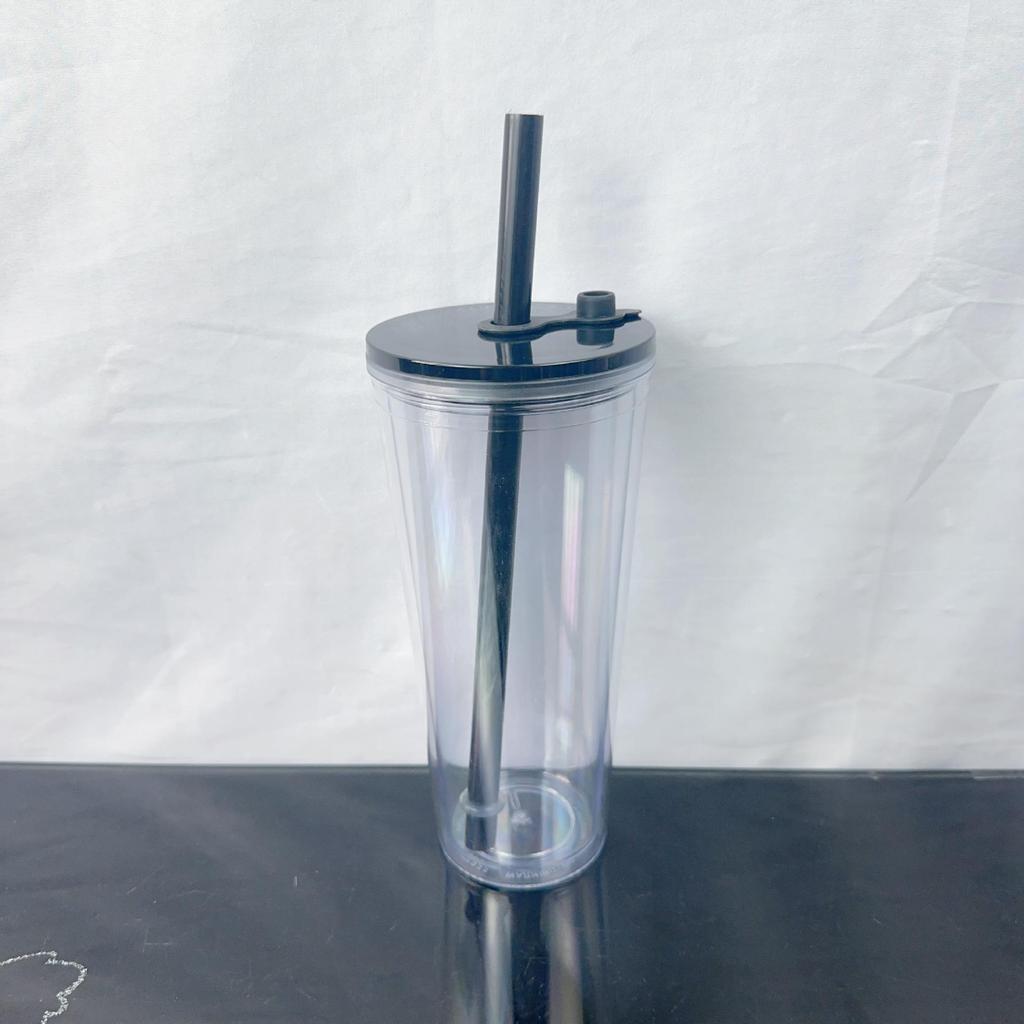 Tazza da viaggio in paglia a doppio strato da donna 2024 con coperchio, Tazza da tè Boba da 24 OZ