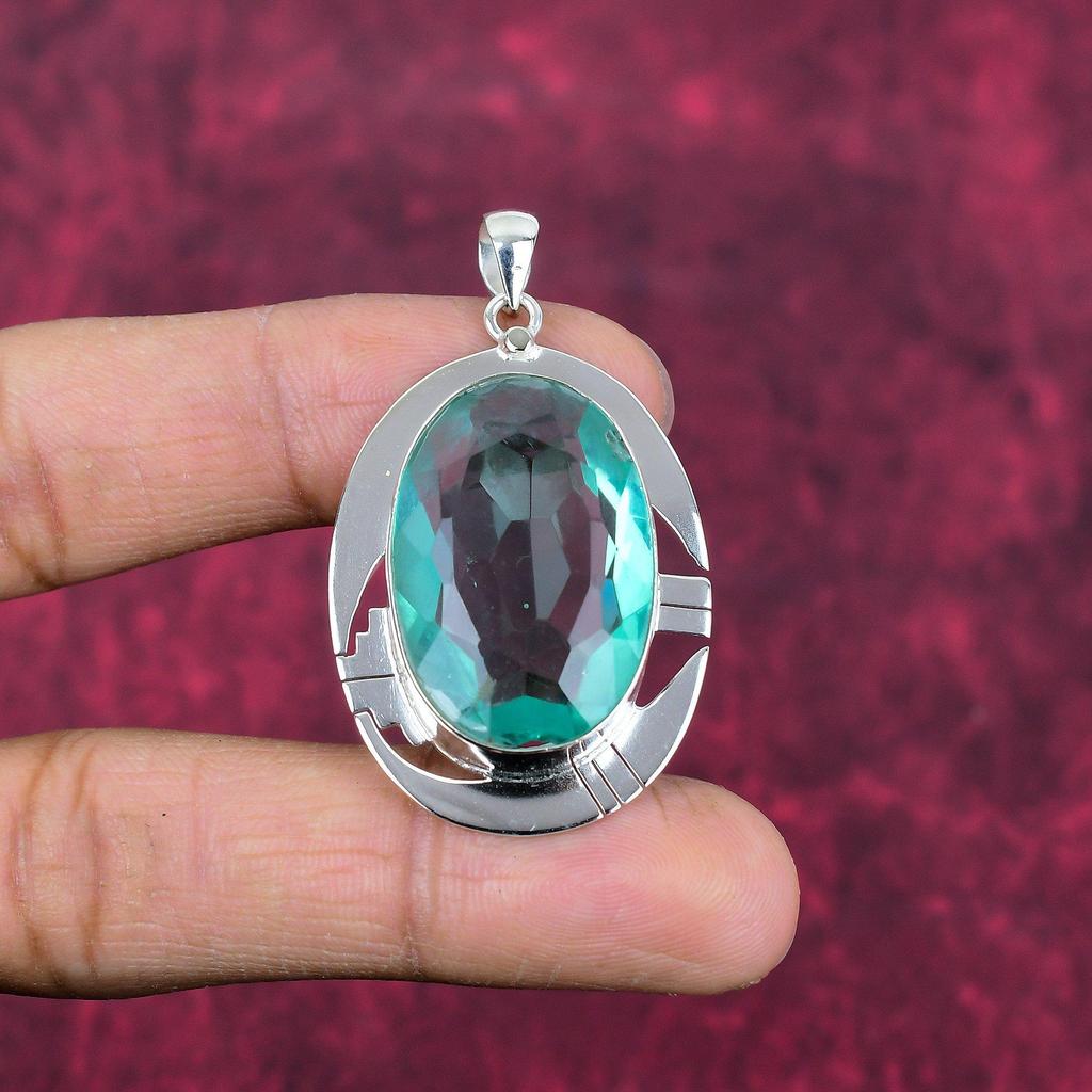 Aqua Apatite Pendant, 925 Solid Sterling Silver Pendant Handmade Gemstone Jewelry, Gifts For Wife Brand New Pendant
