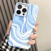Simple Blue and White Ink Dyeing Phone Case for iPhone 17 16 15 14 13 12 11 Air Pro Max X XS XR 8 Plus Glossy Film Hard PC Cover