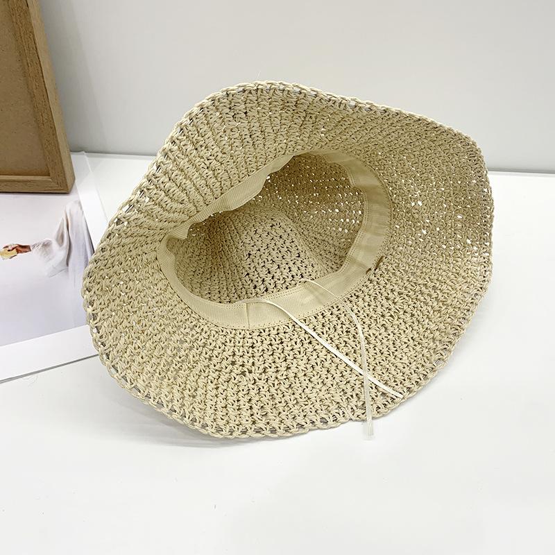 Women's Summer Hand Crochet Straw Hat Floral Design for Outings and Vacations Sun Protection Foldable Sunshade Sun Hat