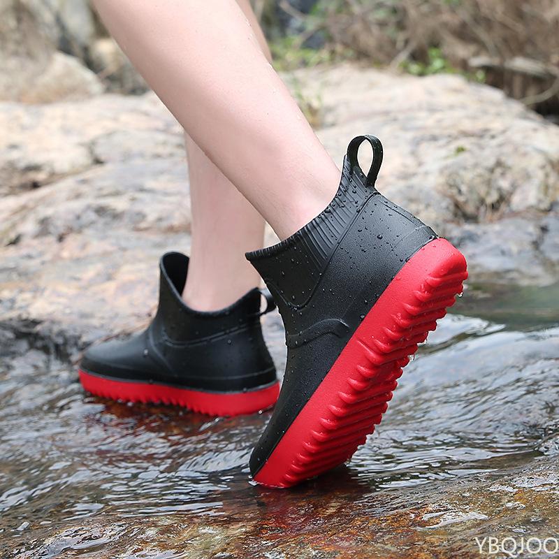 Men Non-slip Waterproof Rain Boots Short Tube Footwear Kitchen Work Fishing Car Wash Rubber Shoes Novelty Fashion
