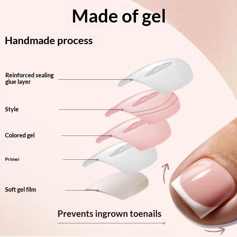 French Press On Toenail Set 120/150pcs Short Square Shiny Fake Toenails for Summer Foot Nail Art DIY Pedicure