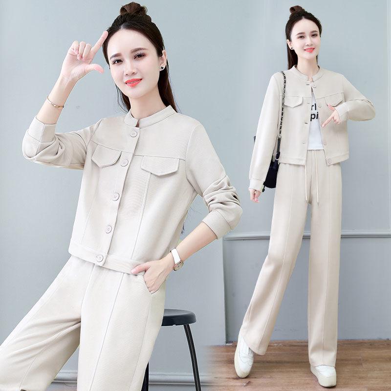 Women's European Style Two-Piece Set: High-End Jacket & Wide-Leg Pants for Spring, Autumn, Winter 2026