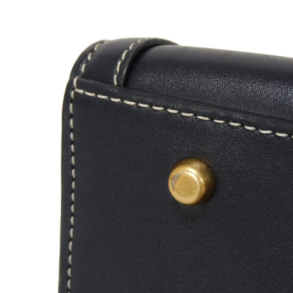 Used Walker Large Canvas Satchel (10833) and Navy Calfskin 2-Way Shoulder Bag (7924) with Double T Logo in Natural,