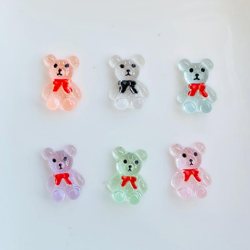 55 Pieces Of Mixed Nail Art Resin Mini Cartoon Bow Bear Rhinestone Diy Nail Craft Decoration Jewelry A37