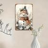 Vintage Tin Sign Christmas Snowman Retro Metal Plaque Wall Art Home Decor