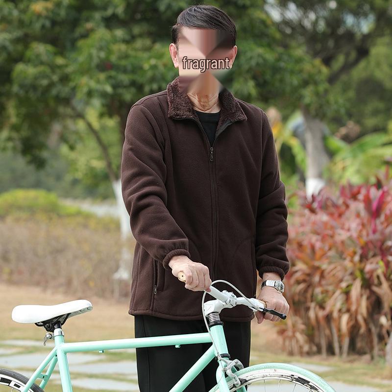 Men’s Winter Fleece Outerwear: Plus Velvet Sweatshirts for Middle-Aged and Elderly Dads and Grandpas