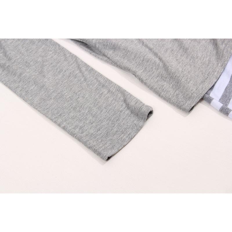 Frühlings- und Herbst Damen Rundhals Dehnbar Locker Streifen Patchwork Bluse