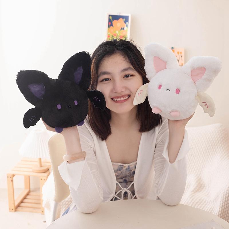 Cute Round Bats Plush Toys Pink Imp Angel Bat Plushie Stuffed Doll Black White Cartoon Bat Plushie Children'S Birthday Gifts