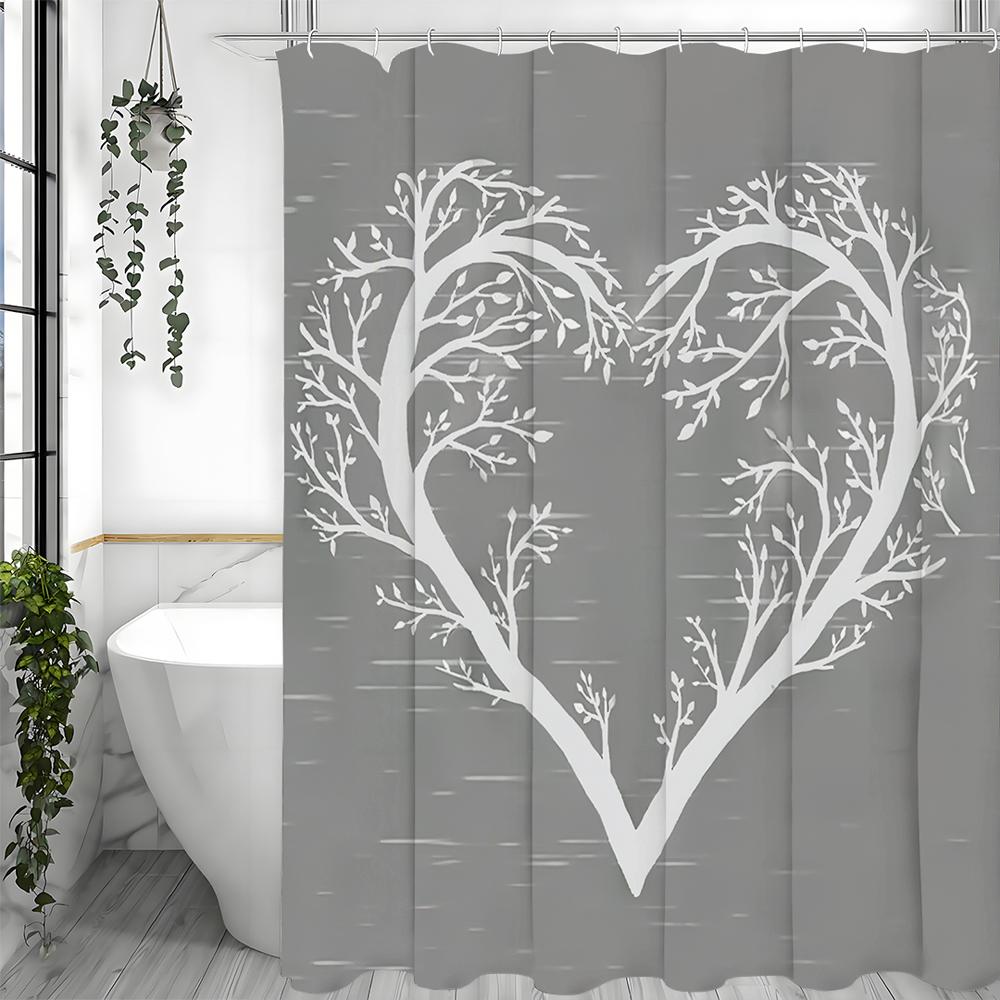 Love tree shower curtain, bathroom decoration shower curtain, waterproof shower curtain with hooks