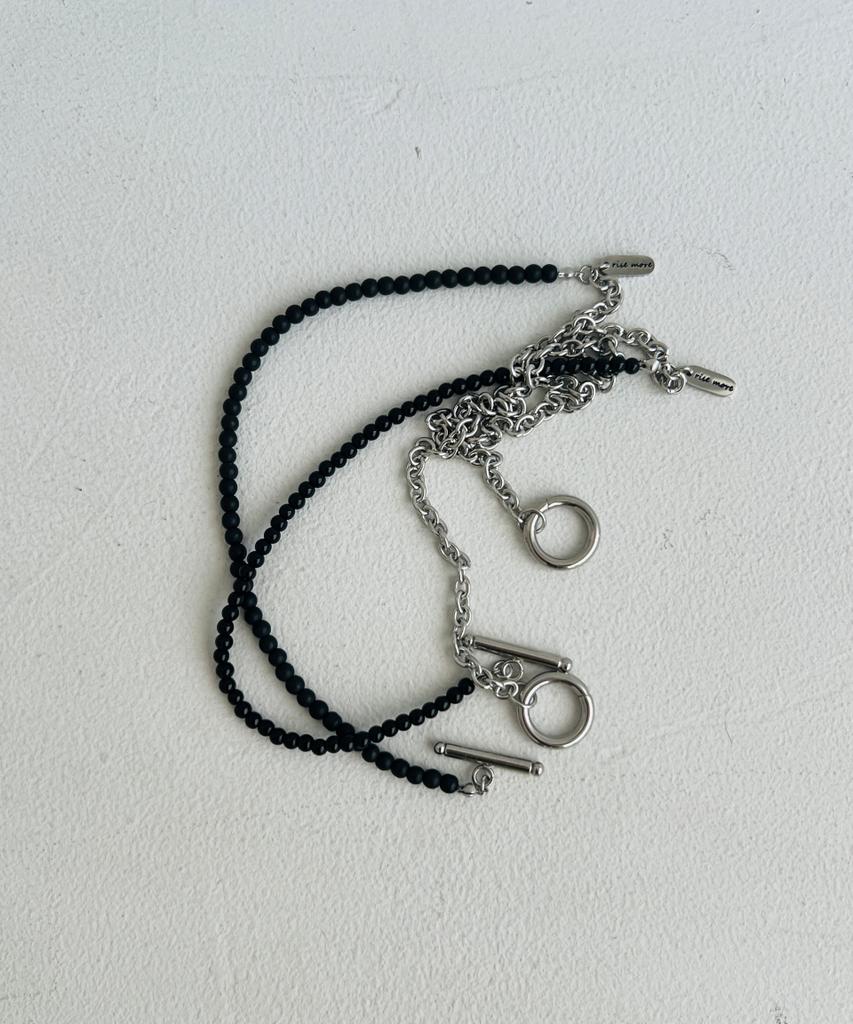Rise More Black Beaded Chain Necklace