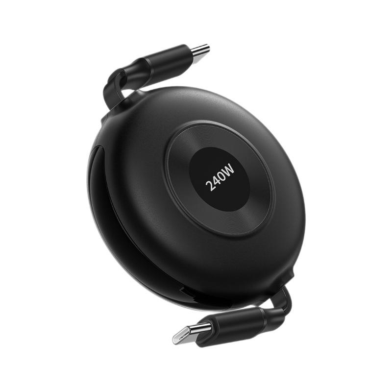 240W Fast Charging Retractable Dual Type-C Cable for Apple, Huawei, Laptops, and Phones