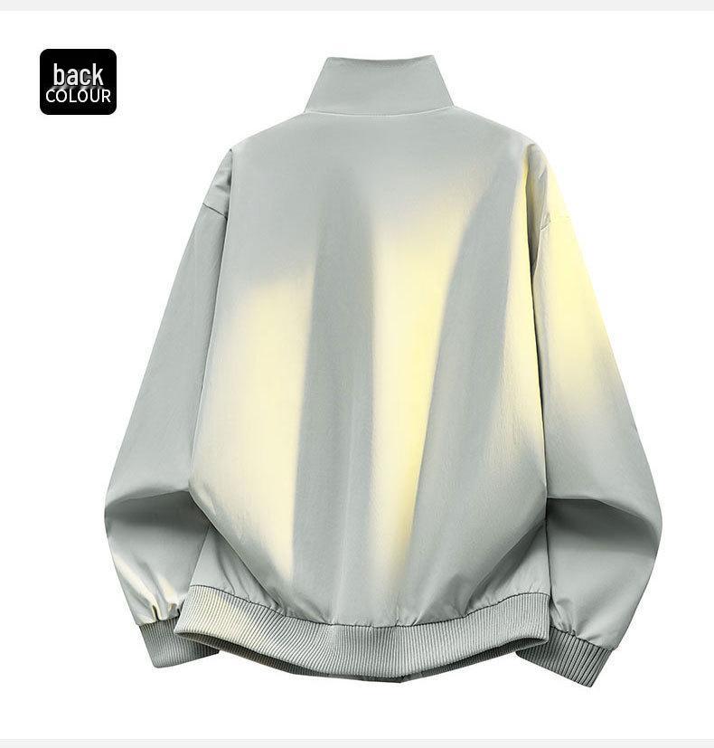 Men's Trendy Patchwork Stand Collar Windproof Jacket - Loose Fit Spring/Autumn Coach Workwear