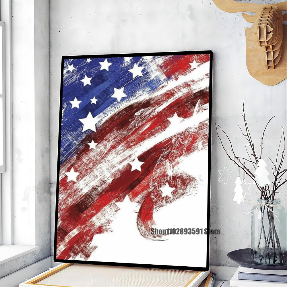 1pc American USA flag  Poster Paper Print Home Bedroom Entrance Bar Cafe Art Painting Decoration