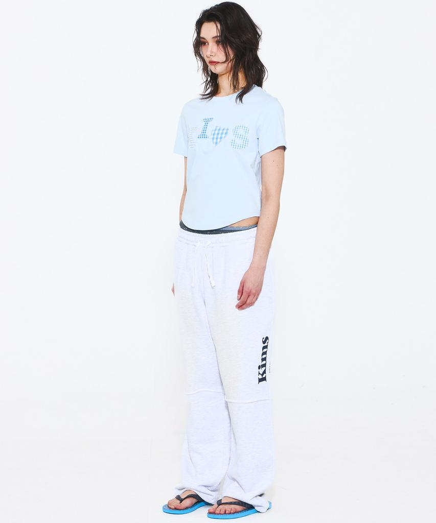 Kimseupeulesikoteunmakes Bumpy Kiss Logo Applique T-Shirt Blue