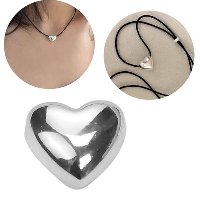 Metallperlen Großes Herz-Anhänger 3D Herz-Charm für Schmuckherstellung Charm DIY Geschenke Armbänder Halskette Herz-Perle mit Loch