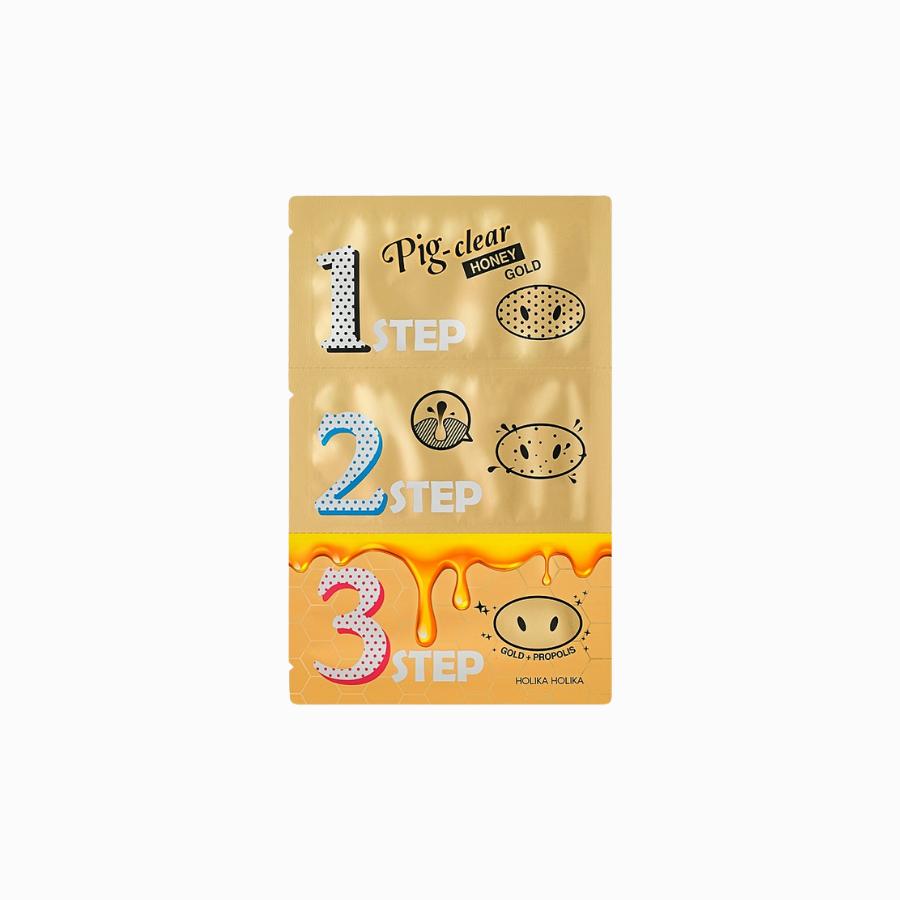 Holika Holika Pig Clear Blackhead 3-STEP Kit Honey Gold 1ea
