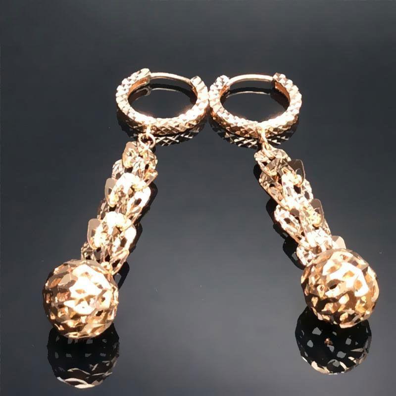 Purple Gold Phoenix Tail Earrings Hollow Fashion Personality Trend Rose Gold Round Bead Ear Buckle