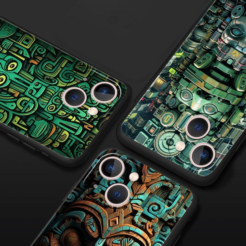 Vintage Totem Painting Phone Case Cover for iPhone 17 16 15 14 13 12 Pro Max 11 Pro Max 17 AIR Plus Shockproof Soft TPU Shell