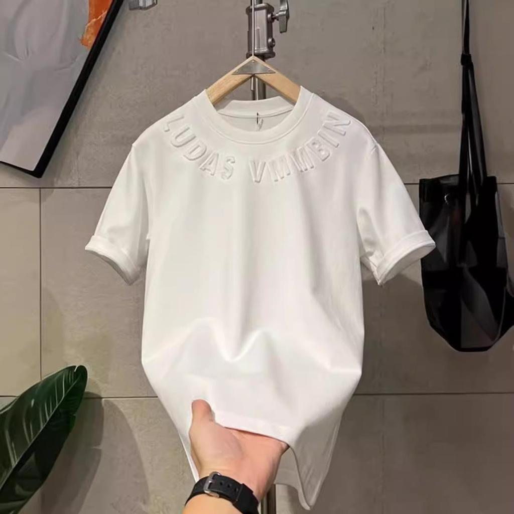 Herrenmode Kurzarm-T-Shirt, 2024 Trendiger lockerer Schnitt mit einfachem Druck.