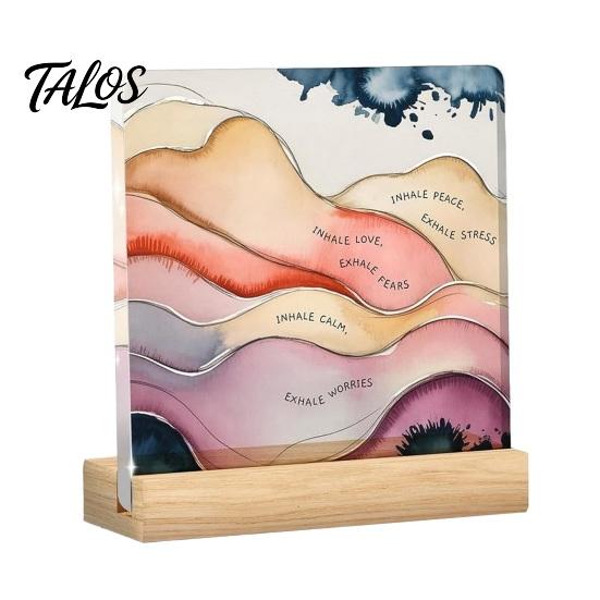 Wooden Base Table Ornament Motivational Mental Health Desktop Decoration, Acrylic Sign with Stand, Inspirational Desk Office Decor, for Therapy