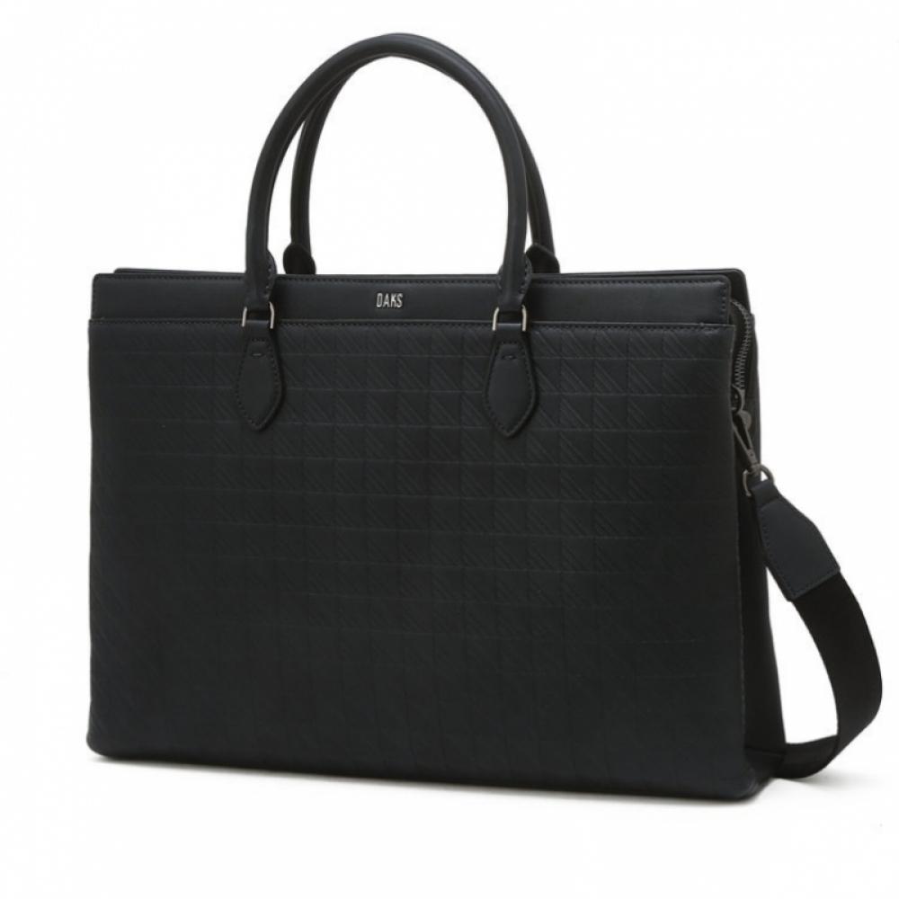 Daks Dark Grey Pattern Cowhide Briefcase Dbba6e250g3