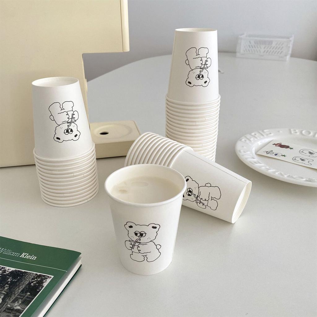 Bear-shaped Paper Cups, Minimalist Coffee Cups, Water Cups, Household Use, Thickened Version, Office Use, Disposable Tea Cups