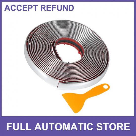 1set 35  15mm Car Door Window Trim Strip 16Ft 5m Gloss Silver Tone Universal