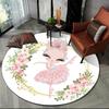 Cartoon Ballet Girl Fairy Ballerina Flower Round Carpet for Living Room Child Girls Bedroom Decor Area Rug Non-slip Floor Mat