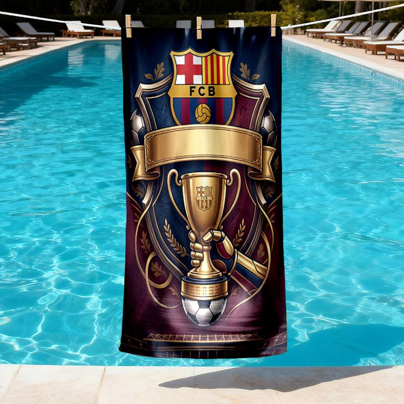Barcelona FC Soccer Print Beach Towel Design, Soft, Lightweight. for Home Bathroom, Spa, Pool, Yoga, Surfing, Camping, Gift for Family, Friend