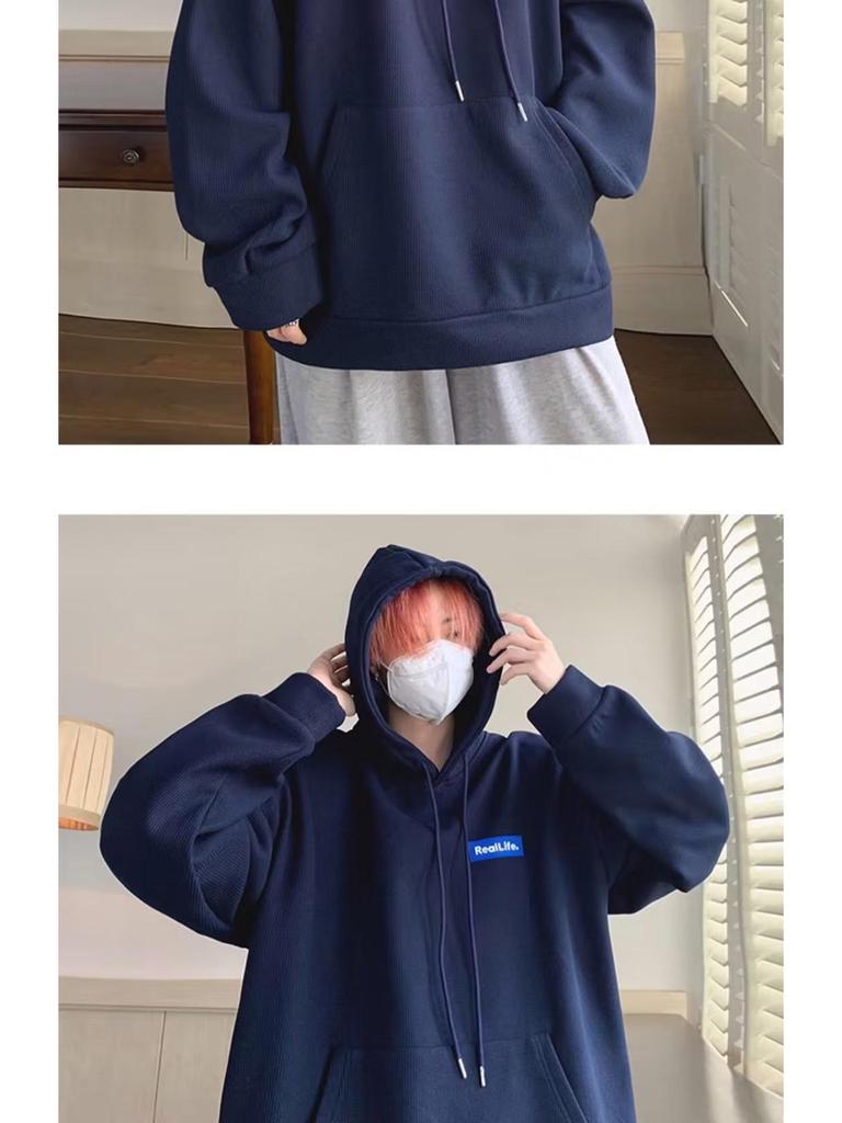 Men's Retro Oversized Fleece-Lined Hoodie - Autumn/Winter Style