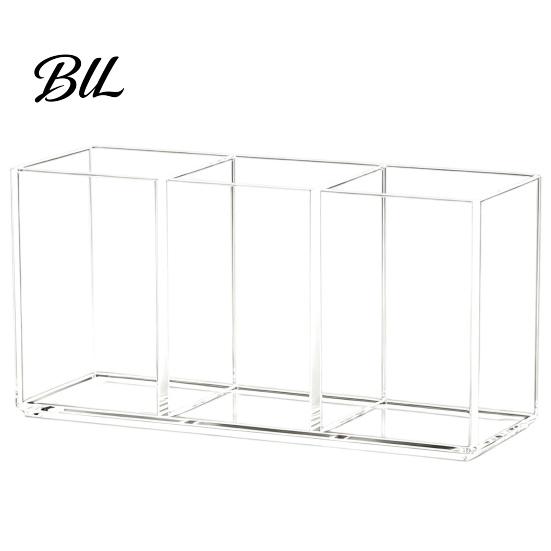 Organized Vanity Accessories Transparent Acrylic Makeup Brush Organizer, Multi-Compartment Storage Bin, Modern Stable Plastic Cosmetic Display