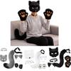 Fox Tail Set Cat Ear Headpiece Tail Fluffy Cat Claw Glove Headband Necklace Set Lolita Anime Halloween Cosplay Costume Accessory