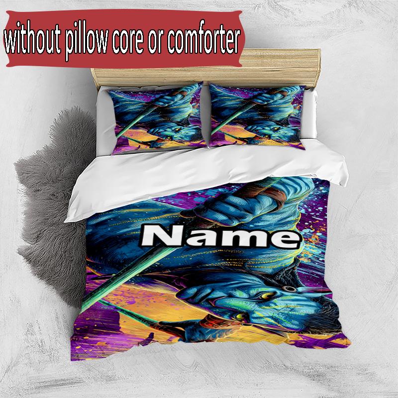 3pcs Duvet Cover Set (1*Duvet Cover + 2*Pillowcase, Without Core), Custom Name Avatar Pattern Bedding Set, Home Bedroom Decor Gift