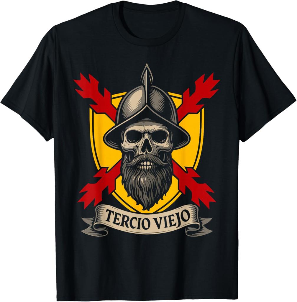 Vecchia Maglietta Tercio Don Blas De Lezo Fanteria Spagna Tercios a Manica Corta Casual 100% Cotone