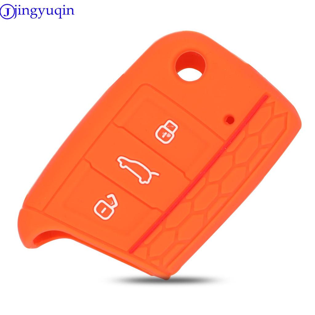 Jingyuqin 3 Button Silicone Key Fob Cover Case For VW Polo 2016 Golf 7 MK7 For Skoda Octavia Combi A7 For SEAT Leon Ibiza CUPTRA