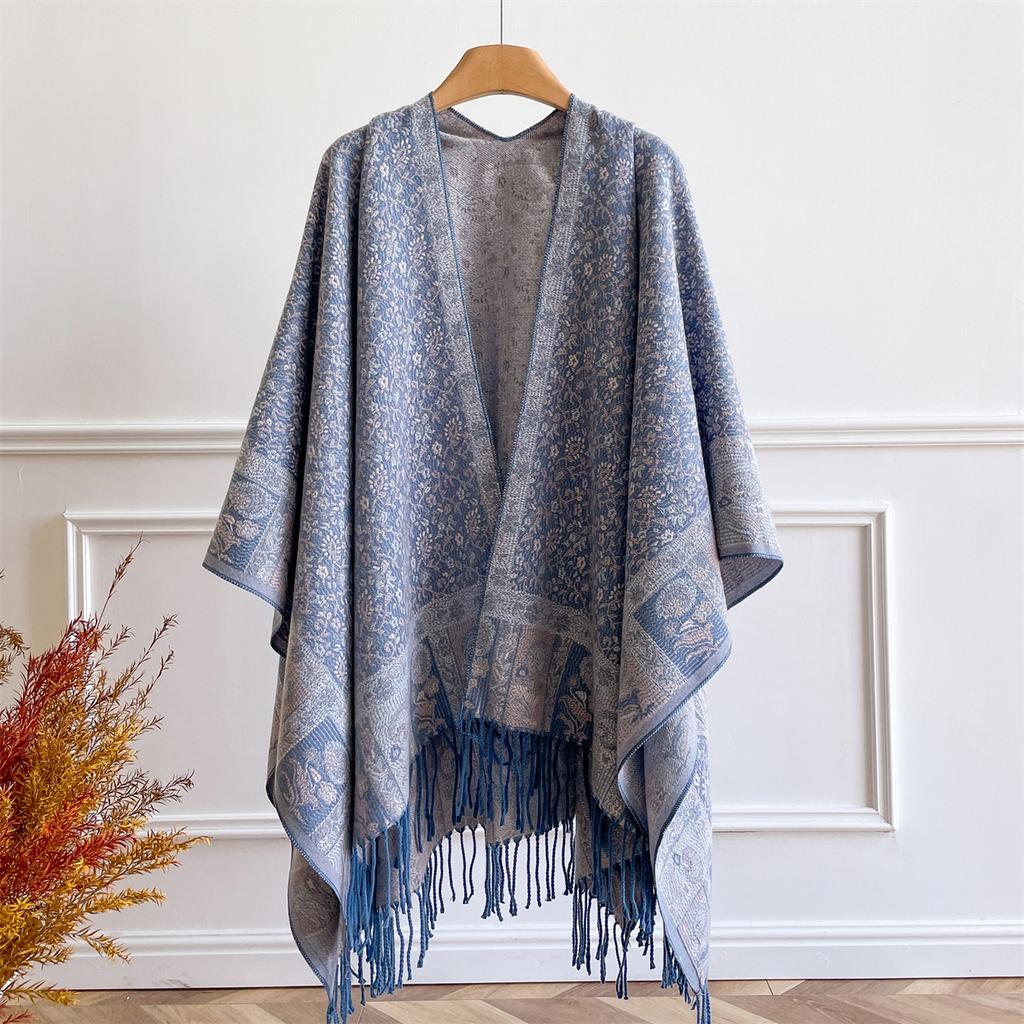 Imitation Cashmere Winter Warm Ponchos Cape Women Scarf Foulard Femme Shawls Jacquard Wraps Floral Pashmina Female Bufanda Mujer