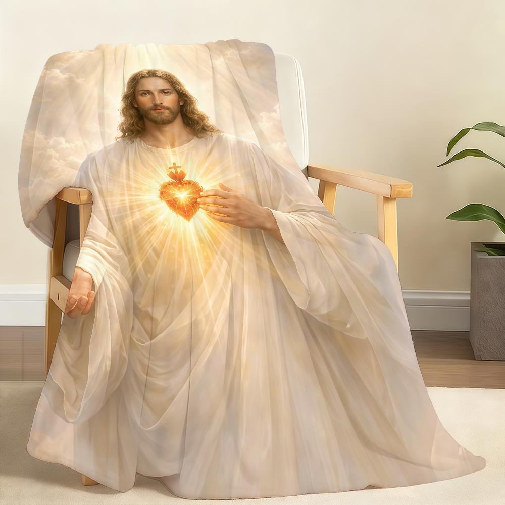 Angelic Blessing Pattern Blanket Soft Throw Blanket for Home Bedroom Bed Sofa Picnic Travel Office Rest Cover Blanket Gift