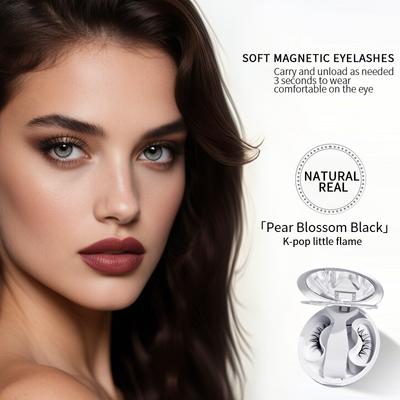 Magnetic Eyelashes with Applicator Portable Magnetic Eyelashes Natural Look Upgrade 3 Magnet False Eyelashes More Easy To Wear