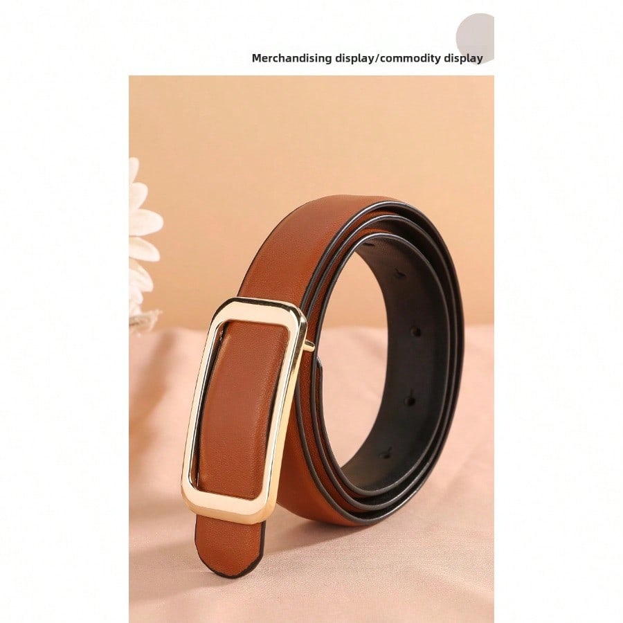 Trousers Cowhide Belt Women's Jeans Versatile Fashion Literary Ins Double Sided Belt Retro Brown Practical Belt