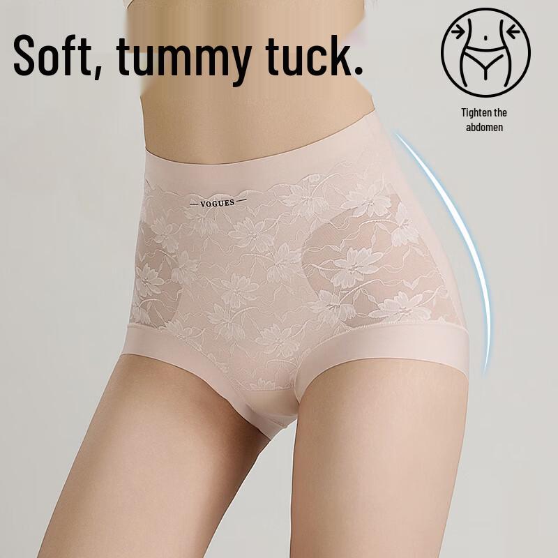 Women's High-Waist Tummy Control Lace Seamless Briefs