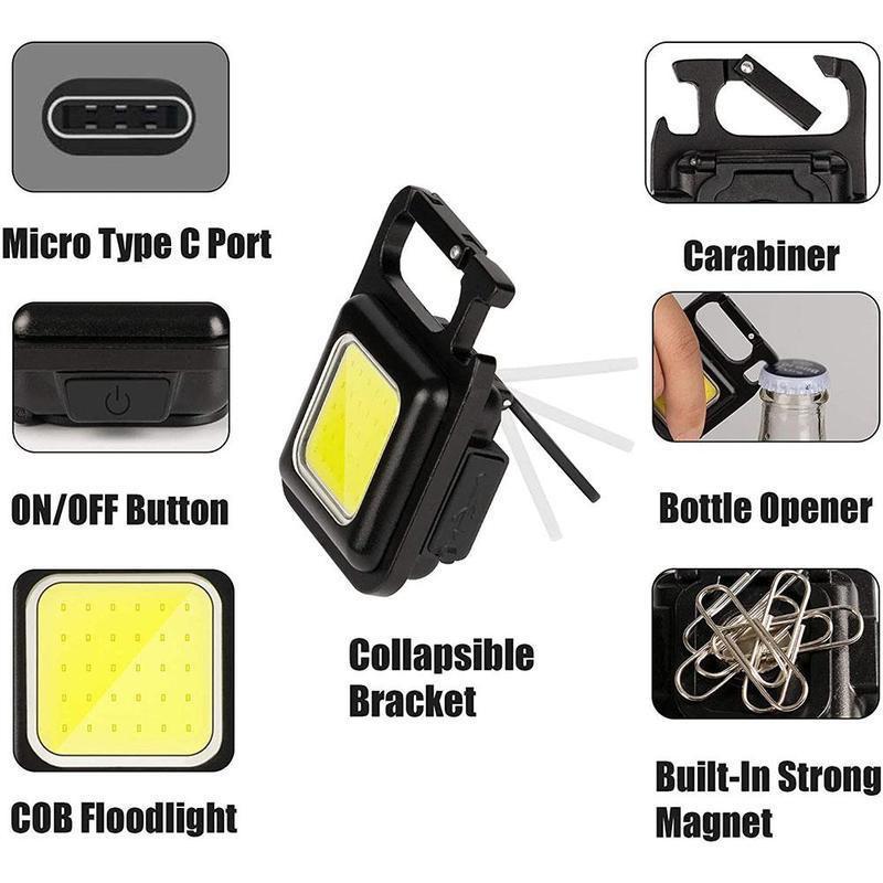 NOVÁ 2/1ks Mini LED svítilna Pracovní svítilna 4 režimy svícení 2000 lumenů přenosná kapesní svítilna Klíčenky USB dobíjecí venkovní kemping Malá svítilna