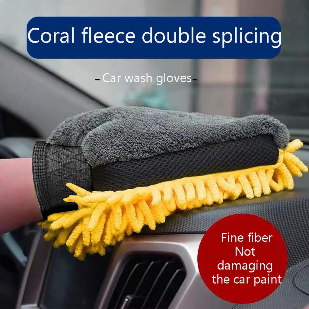 Car Wash Glove Coral Mitt Soft Anti-scratch for Car Wash Multifunction Thick Cleaning Glove Car Wax Detailing Brush