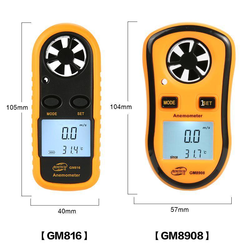 Mini Pocket Anemometer GM8908/GM816: Wind Speed & Temperature Gauge