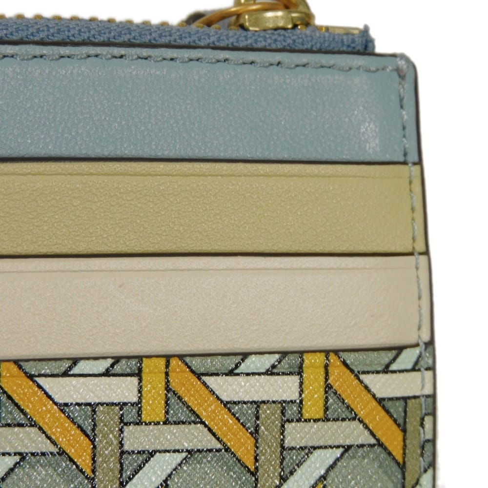 Used Robinson Fragment Case 10833, 79423, 7943, Saffiano Card Case with Double T Logo, Multicolor, Unisex from Japan